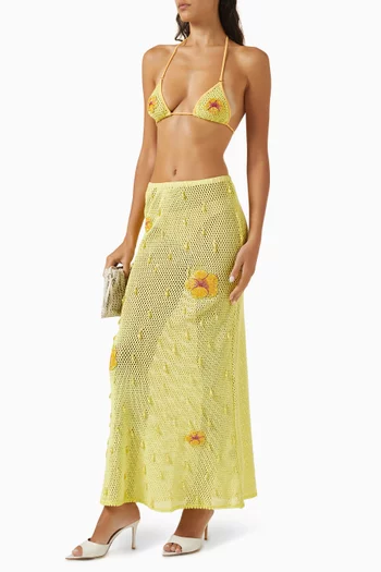 Treasure Hibiscus Maxi Skirt in Embroidered Fabric