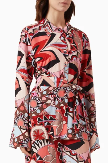 Aurelio Belted Top in Crepe