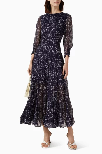Kristen Tiered Midi Dress in Georgette