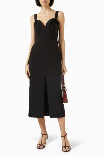 Maxine Slit Midi Dress in Recycled Polyester Blend
