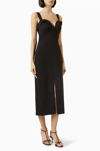 Maxine Slit Midi Dress in Recycled Polyester Blend