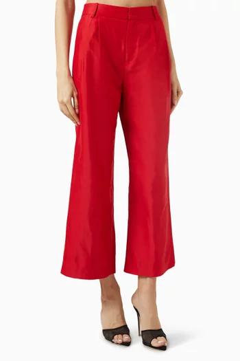 Hayden Crop Straight-leg Pants in Taffeta