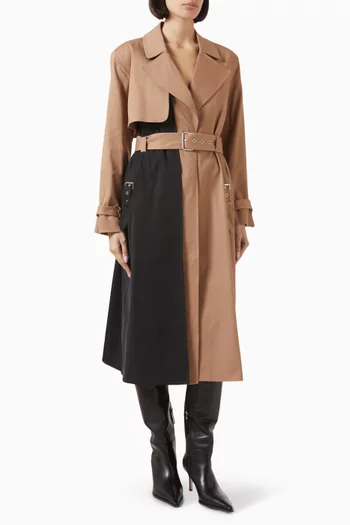 Ryder Colourblock Trench Coat in Cotton