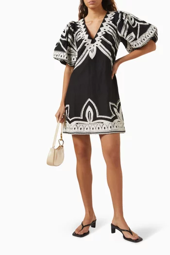 Hildelina Mini Dress in Linen-blend
