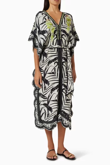 Parrot Oasis Kaftan in Crepe