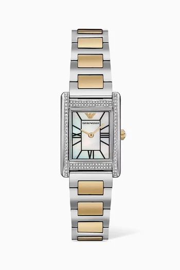 Genni Quartz Stainless Steel Watch, 22 x 32mm