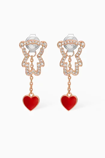 Crystal Drop Earrings in 14kt rose gold-plated brass