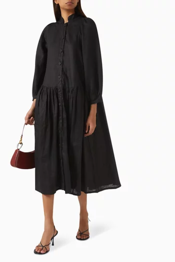 Liesel Midi Dress in Linen