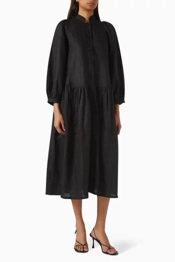 Liesel Midi Dress in Linen