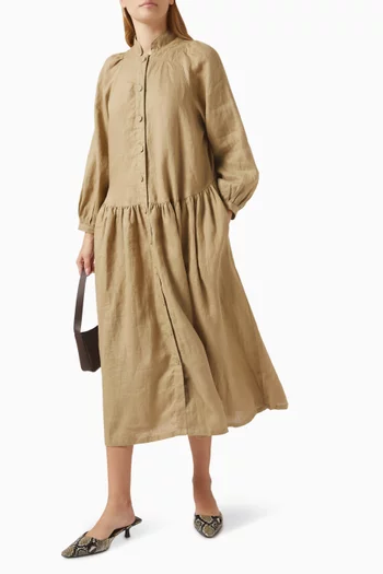Liesel Midi Dress in Linen