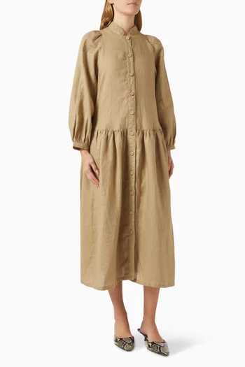Liesel Midi Dress in Linen