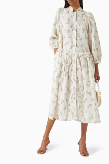Liesel Midi Dress in Linen
