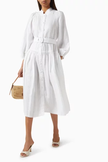 Stella Midi Dress in Linen