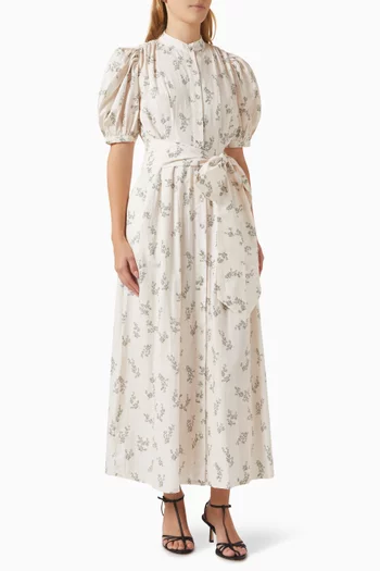 Adaline Belted Dress in Cotton