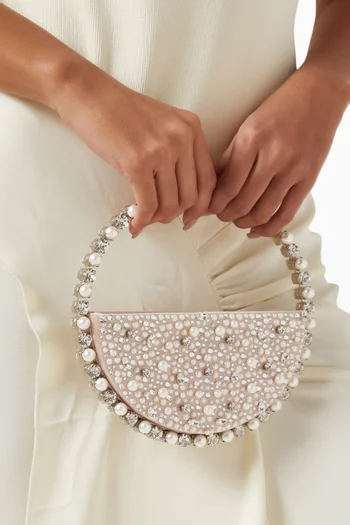 Eternity Pearl-embellished Top-handle Bag in Satin