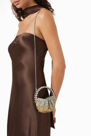 Micro Eternity Clutch in Glittered Fabric