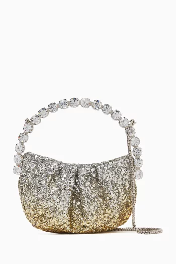 Micro Eternity Clutch in Glittered Fabric