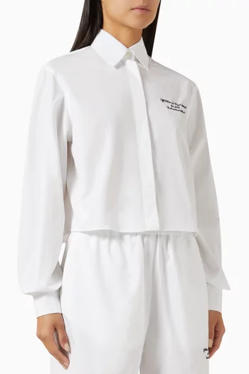 Embroidered Crop Shirt in Poplin