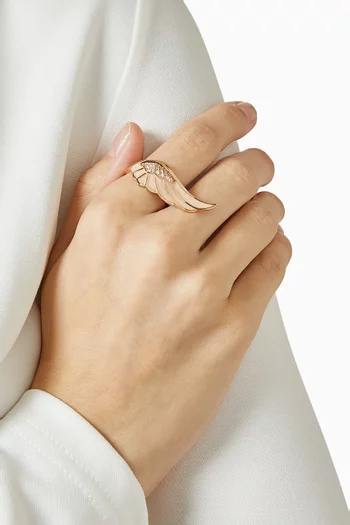 Wings Reflection Spring Enamel Ring in 18kt Rose Gold
