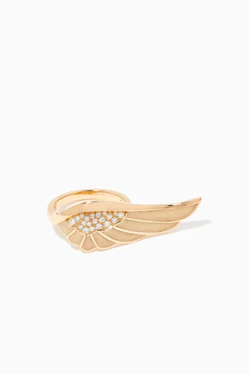 Wings Reflection Spring Enamel Ring in 18kt Rose Gold