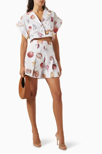 Perla Floral-print Shorts in Linen