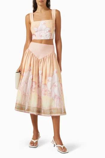 Sotavento Midi Skirt in Linen Blend