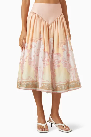 Sotavento Midi Skirt in Linen Blend