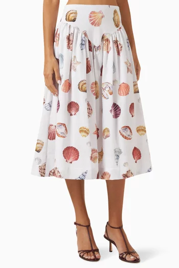 Sotavento Midi Skirt in Linen Blend