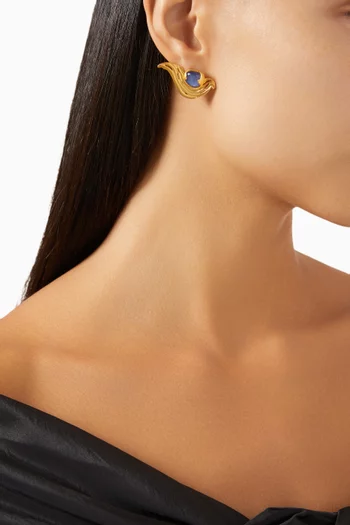 أقراط ميتيوريت بتصميم ميني نحاس مطلي ذهب عيار 18