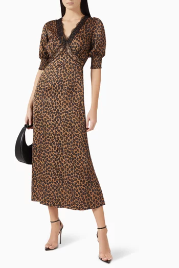 Lucia May Leopard Midi Dress in Viscose
