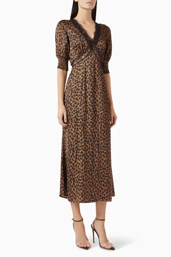 Lucia May Leopard Midi Dress in Viscose