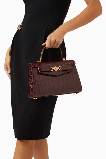 Medium Medusa 95 Top-handle Bag in Croc-embossed Leather