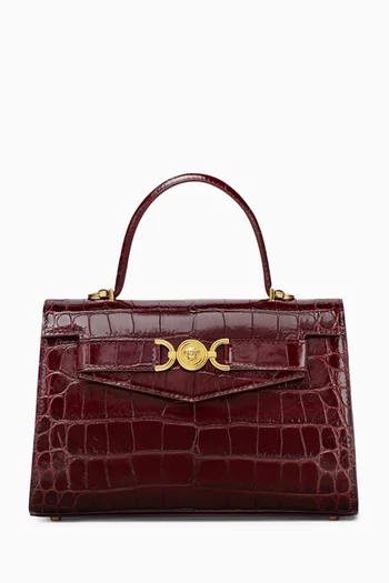 Medium Medusa 95 Top-handle Bag in Croc-embossed Leather