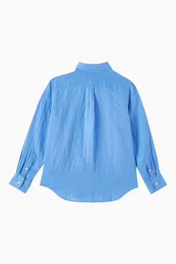 Logo-embroidered Shirt in Linen