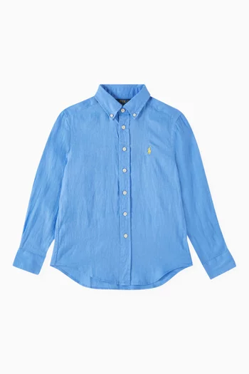 Logo-embroidered Shirt in Linen
