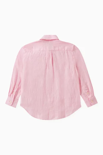 Logo-embroidered Shirt in Linen