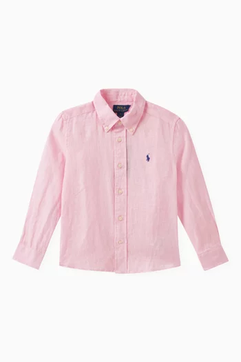 Logo-embroidered Shirt in Linen