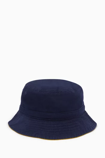 Bear Polo Embroidered Bucket Hat in Cotton