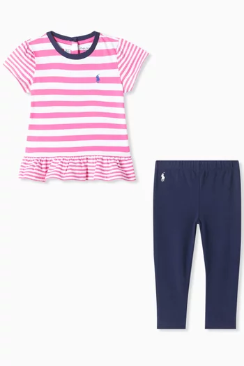 Striped Top & Leggings Set in Cotton
