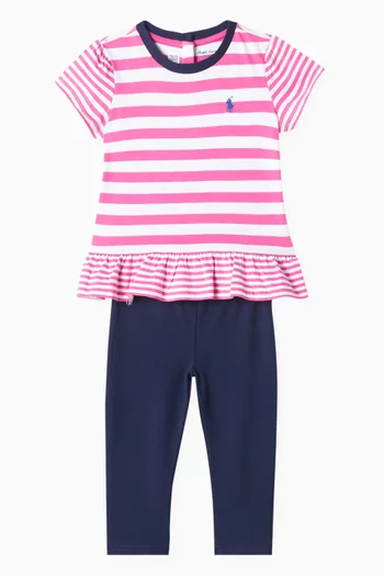 Striped Top & Leggings Set in Cotton
