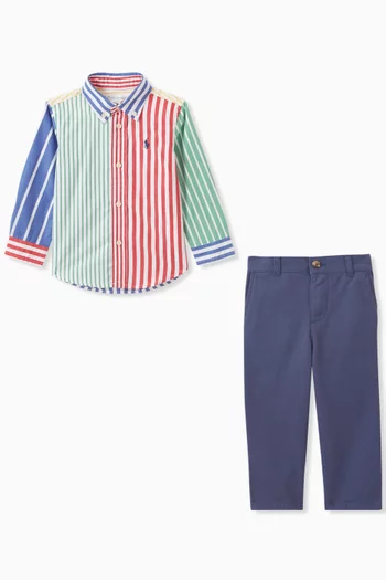 Striped Shirt & Pants Set in Cotton