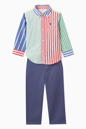 Striped Shirt & Pants Set in Cotton