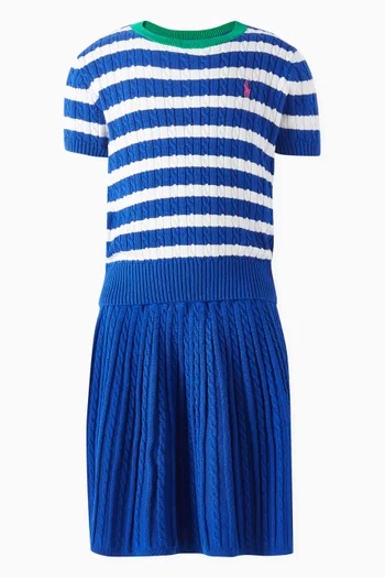 Striped Top & Skirt Set in Cotton-knit