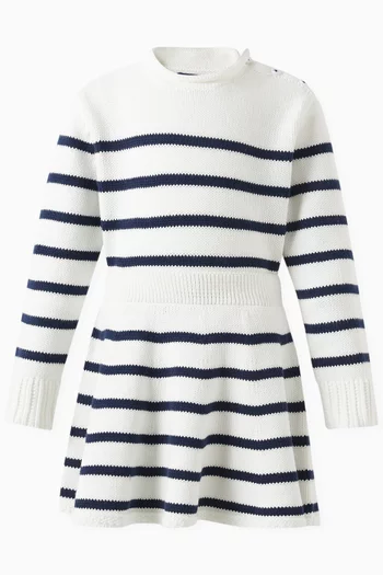 Striped Sweater & Skirt Set in Cotton Knit