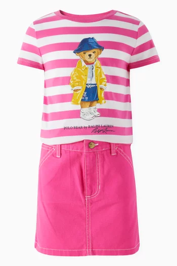 Stripe Polo Bear T-shirt in Cotton