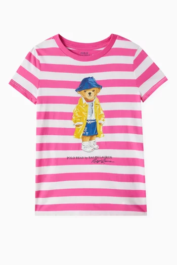 Stripe Polo Bear T-shirt in Cotton