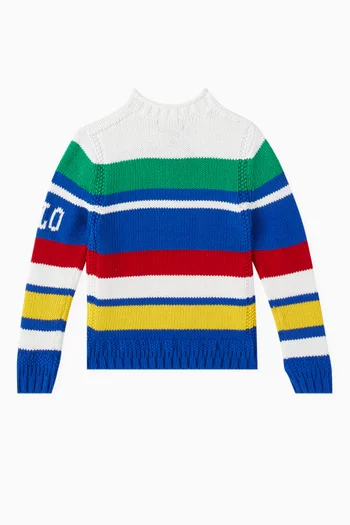 Stripe Logo Sweater in Cotton-knit