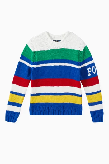 Stripe Logo Sweater in Cotton-knit