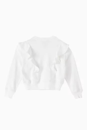Embroidered-pony Frill Sweatshirt in Cotton