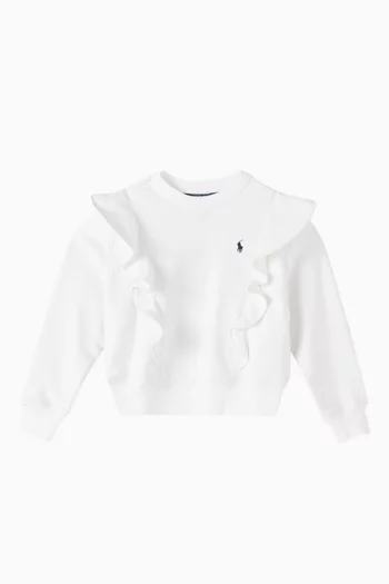 Embroidered-pony Frill Sweatshirt in Cotton